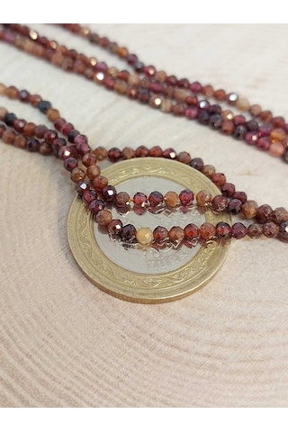 Yasam Tohumu Lal Garnet Granat Taşı Yarım Dizi 2 MM 17 CM Altın