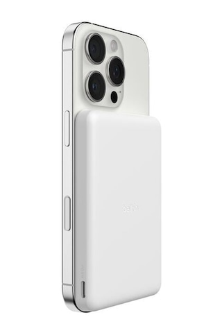 Belkin Bpd010hqwh Boostcharge 5.000 Mah Magsafe Uyumlu 15w Kablosuz Slim Powerbank - Beyaz Siyah