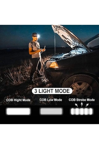 Ps-t89 Mini Pilli Cob Led 3 Mod Su Geçirmez Kafa Feneri Lambası Renkli