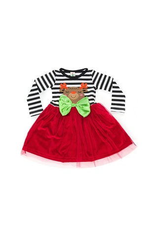 Denokids Kokoş Kız Tüllü Yılbaşı Kırmızı Elbise Renkli Çok Renkli