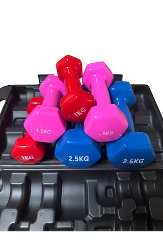 10 Kg Vinly Kaplı Dipping Dumbbell Set Kadınlar İçin Çantalı Damb