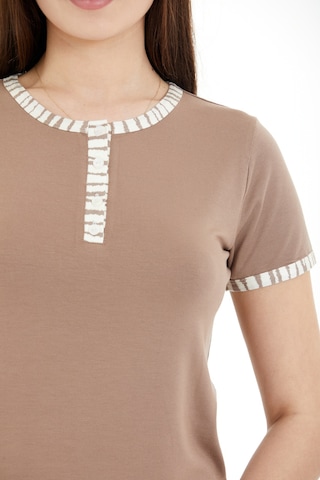 Lılac Kadın Zebra Desenli Düğmeli Pijama Takımı Kahverengi Kahverengi