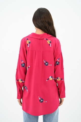 Koza Butik Kadın Nakış İşlemeli Oversize Gömlek 1735-24 001