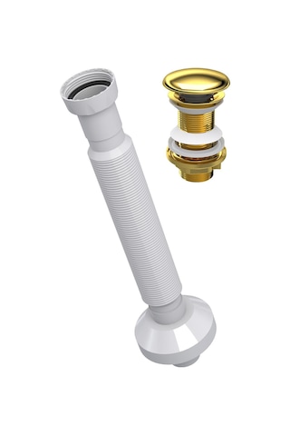 Monavit Seramik Kapaklı Altın Klik Klack Lavabo Süzgeci 32 Sifon Altın