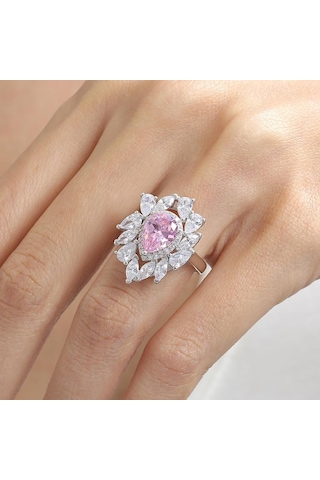 Mia Vento Effective Diamond İstanbul İhtişamı Pink Taşlı Gümüş Yüzük