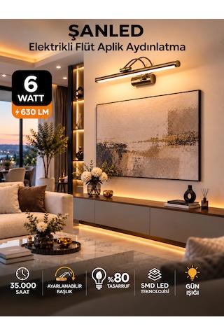 6w Elektrikli Flüt Led Aplik Eskitme Renk Gün Işığı Ayarlanabilir Başlık 1 Adet
