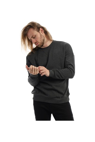 Erkek Bisiklet Yaka Karyoka Dikişli Sweatshirt Antrasit