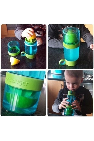 Narenciye Limon Sıkmalı Pratik Detoks Toksin Atıcı Su Matarası Spor Şişesi Şeffaf