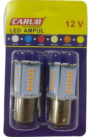 Carub 12V 1016 Çift Duy Çakar & Kayar Modlu Led Ampul 30 SMD Ledli Park Fren Ampulü 2'li Set Turuncu Carub 12V 1016 Çift Duy Çakar & Kayar Modlu Led Ampul 30 SMD Ledli Park Fren Ampulü 2'li Set Turuncu