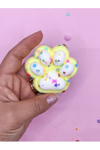 Pati Taba Squishy Kedi Pati Sıkma 7 Cm Pullu Pati Sukuşi - Sarı