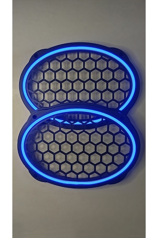 Hoparlör Kapağı Oval 20 Cm Ledli 2'li Takım - Mavi