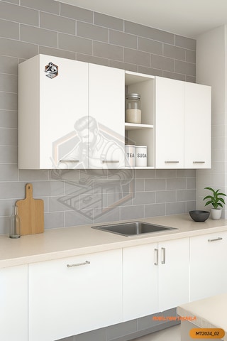 Tamamı Mdf Çok Amaçlı 4 Kapaklı Açık Raflı Üst Dolap Mutfak/banyo