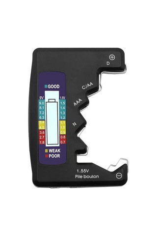 Qingmipy Siyah Pil Testeri, 1.5v Ve 9v Pil D, C, 5, 7, N, Lr44 Voltaj Ölçer, Lcd Ekranlı Hızlı Tanı Cihazı