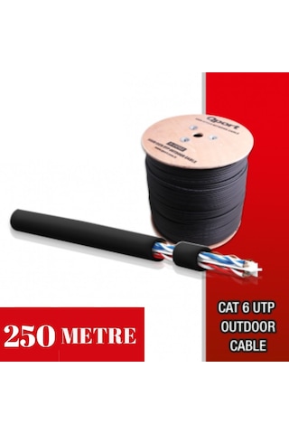Qport Yüksek Bakır 23 Awg 0,58 Mm Dış Ortam Cat6 Kablo 250 Metre