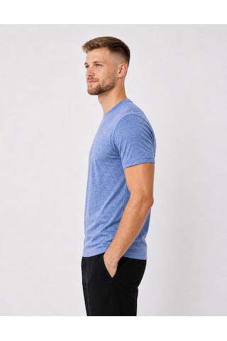 Axxel Erkek Mavi Melanj Kısa Kollu Pamuk T-shirt-d405