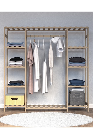 Ahşap Gardırop, Masif Ahşap Dolap, Açık Dolap 150x40x150 Ahşap