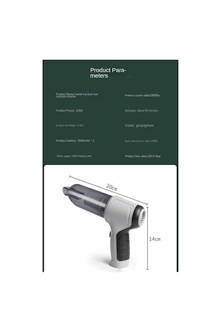 Amigaelegant 95000pa Araba Vakum Süpürgesi Yeşil