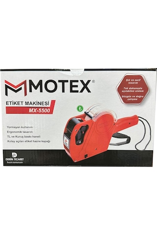 Motex Mx-5500 Etiket Makinesi Fiyatlandırma Etiket Tabancası Yeni Sürüm 8 Hane Kırmızı