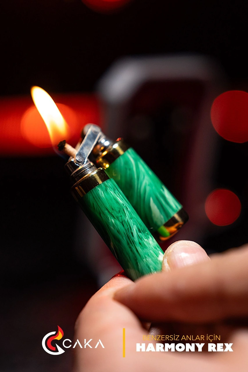 Caka Lighter Harmony Rex Koyu Yeşil Benzinli Çakmak Yeşil