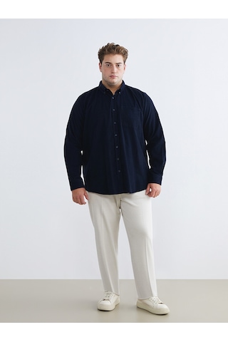 Lcwaıkıkı Classic Lacivert Regular Fit Uzun Kollu Kadife Erkek Gömlek