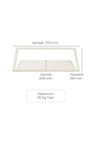 Alfafonet Ziglat 150 Serisi Endüstriyel Duvar Tipi Raf 700x200x150 Mm Mat Beyaz 20 Kg Taşıma Kapasiteli