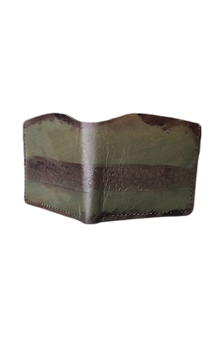 Gerçek Deri El Yapımı Özel Tasarım El Yapımı Klasik Cüzdan Yeşil