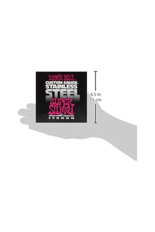 Ernie Ball Süper Slinky Paslanmaz Çelik Yara Elektro Gitar Telleri, Ölçü 9-42