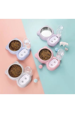 Honeybeeshop Mor Rengi Evcil Hayvanınızı Susuz Bırakmayacak Çift Kase Seti Ve Otomatik Su Dispenseri