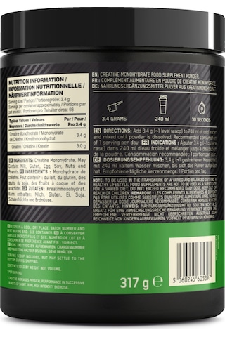 Creatine Kreatin Aromasız 317g 93 Servis Kas Gücü Ve Performans Artışı Desteği Aromasız