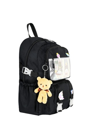 Waddell Kawaii Kore Tarzı Aksesuarlı İlkokul Sırt Ve Beslenme Çantası Siyah 25001 Siyah