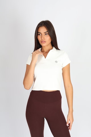 Soft&Basic Polo Yaka Ve Patlı Kaşkorse T-shirt Beyaz