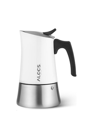 Alocs Açık Kamp Soba Espresso Makinesi Moka Pot Paslanmaz Beyaz