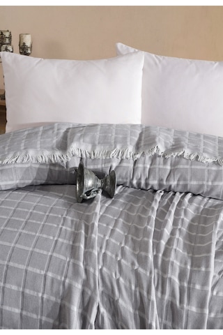 Miracolo Home Gri Müslin 4 Katlı Yatak Örtüsü Pike Tek Kişilik Pamuklu Pike 170x204