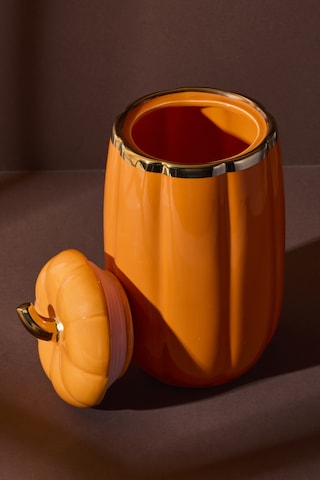 Balkabak L Kapaklı Porselen Kavanoz 23x12.4 Cm Beyaz