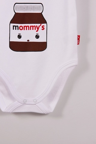 Mommy's Cikolata Desenli Askılı Unisex Bodyy Beyaz