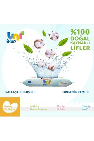 Uni Baby Yenidoğan Islak Mendil 24'Lü 960 Yaprak