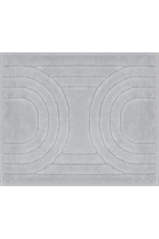 Bluenity Diamond Circle Doğal Pamuklu 2'li Banyo Kilim Seti 60x100+50x60 Cm - Gri