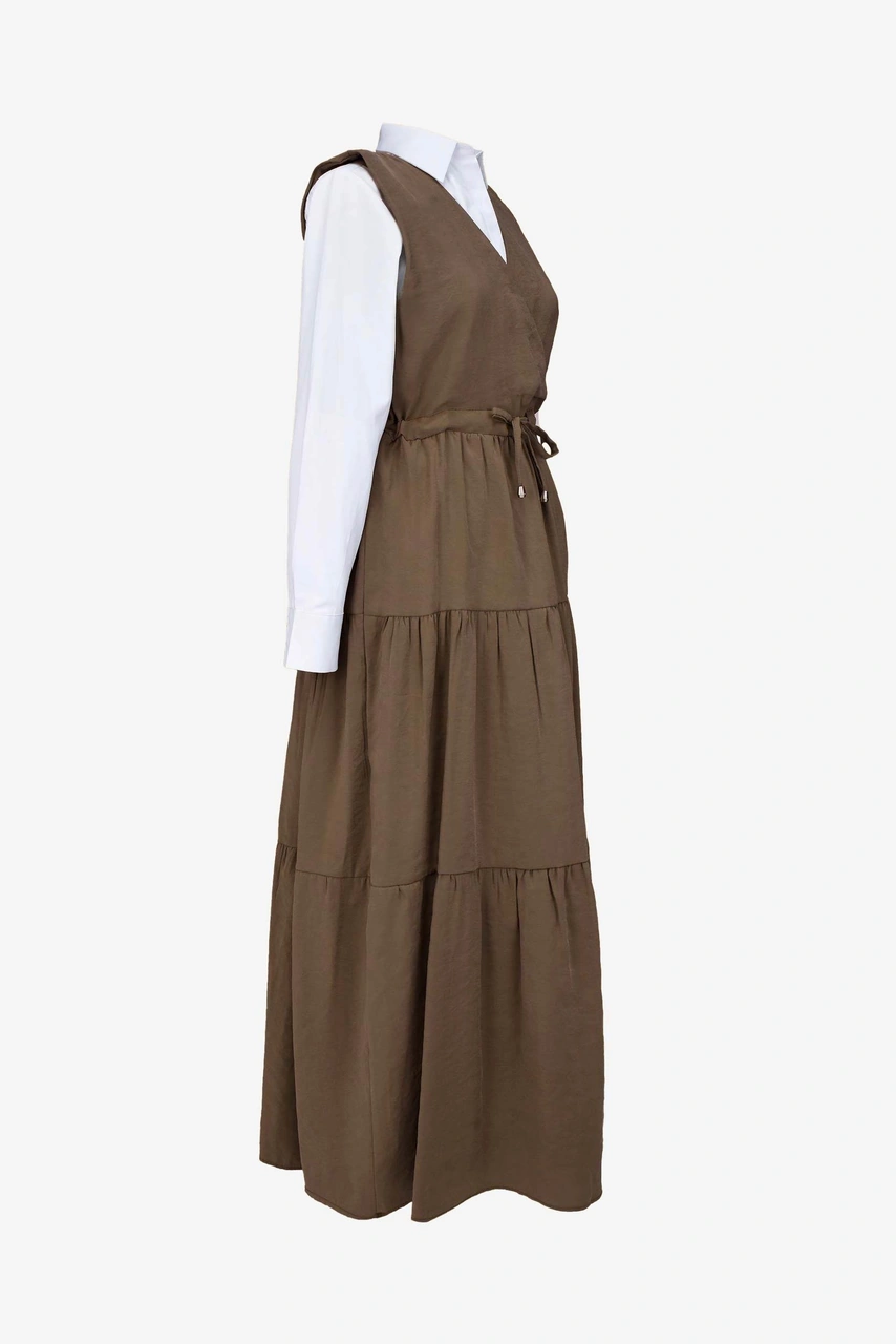 Kalın Askılı Uzun Modal Elbise -kahve Kahverengi