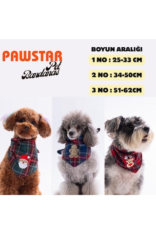 Cookie Jingle Kurabiye Adam Nakışlı Ekose Desen Yeşil Kedi Köpek Fuları Pet Bandana Köpek Bandanası