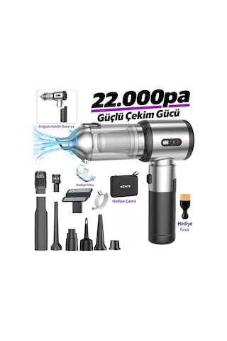 Northcity Ezere Duoforcevac 22000pa Güçlü Portatif Taşınabilir Vakumlu Kablosuz Üflemeli Mini Araç Süpürgesi- 5775