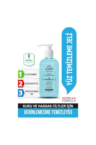 Algro Kuru ve Hassas Ciltler İçin Yüz Temizleme Jeli 250 ML