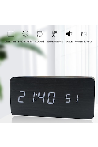 Gajeena Ahşap Dijital Alarm Saat, Led Büyük Ekran, 8 Seviye Parlaklık, Ses Kontrolü, Zaman-tarih-sıcaklık Gösterimi, Otomatik/manuel Aydınlatma Bambu