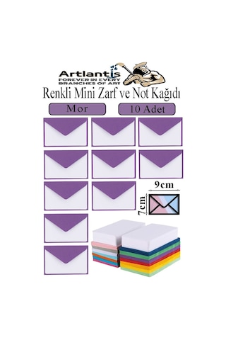 Renkli Mini Zarf 7x9 Cm Not Kağıtlı 10 Adet Küçük Renkli Zarf Mektup Oyun Zarfı Doğum Günü Dilekleri Zarfı Canlı Renkler Mavi