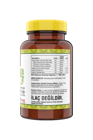 Doğal Limon Aromalı Omega 3 Balık Yağı 1000 Mg 60 Yumuşak Kapsül