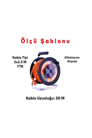 Bylion Ip44 Plastik Makaralı Kapaklı 4 Prizli Uzatma Kablosu 3x2.5 Mm 30 Metre Termal Sigortalı