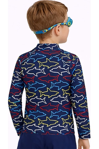 UV Korumalı Erkek Çocuk Mayo T-shirt UVP+50 Faktör Koruma Uzun Kollu Köpekbalığı