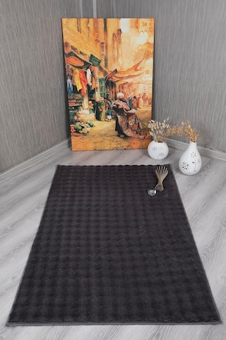 Dekoratif Bubble Uzun Tüylü Yumuşak Puffy Peluş Kaymaz Yıkanabilir Salon Koridor Halı Yolluk Antrasit 40 X 60 Çok Renkli