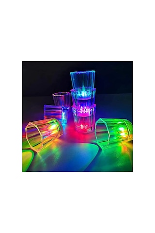Mey İthalat Renkli Led Parlayan Fiber Optik Glow Işıklı Bardak 5,5 X 5,5 Cm Adet Fiyatıdır Çok Renkli