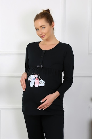 Akbeniz Kadın Uzun Kol Hamile Lohusa Pijama Takımı Siyah 45501-siyah