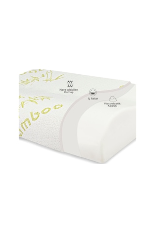 WhiteBlanco Bamboo Boyun Destekli Ortopedik Yastık Visco Yastık Class-bambooıı Krem